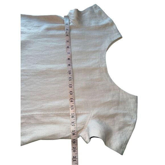 Eileen Fisher 100% Organic Linen Bateau Neck Short Sleeve Patch Pocket Shift Dre - Picture 10 of 11